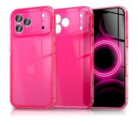 NALIA Coque Silicone Néon pour iPhone 17 Pro - Couleur Signal, Rose | Protection Caméra Intégrée, Vibes Néon & Look Signal, Ajustement Parfait, Antidérapant & Agréable, VIBE
