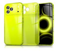 NALIA Coque Silicone Néon pour iPhone 17 Pro Max - Couleur Signal Éclatante & Lentille - Vibe (Housse Transparente) - Marque Allemande, Couleur:Jaune