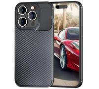 NALIA Coque Silicone pour iPhone 15 Pro - Antidérapant & Mat - Vortex (Aspect Brossé & Design Carbone) - Marque Allemande
