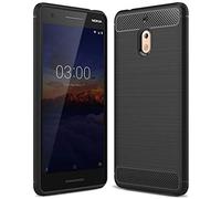 NALIA Coque Silicone pour Nokia 2.1 (2018) - Antidérapant & Mat - Vortex (Aspect Brossé & Design Carbone) - Marque Allemande
