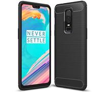 NALIA Coque Silicone pour OnePlus 6 - Antidérapant & Mat - Vortex (Aspect Brossé & Design Carbone) - Marque Allemande