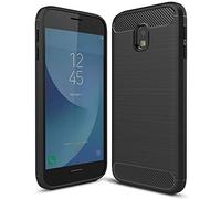 NALIA Coque Silicone pour Samsung Galaxy J3 (2017) - Antidérapant & Mat - Vortex (Aspect Brossé & Design Carbone) - Marque Allemande