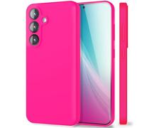 NALIA Coque Silicone pour Samsung Galaxy S25 - Protection Caméra & Doublure - Phoenix (Étui Soft-Touch) - Marque Allemande, Couleur:Rose Néon