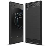 NALIA Coque Silicone pour Sony Xperia XA1 Ultra - Antidérapant & Mat - Vortex (Aspect Brossé & Design Carbone) - Marque Allemande
