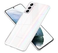 NALIA Coque Transparente en Verre pour Samsung Galaxy S21 - Effet Prisme Holographique (Reflet Arc-en-Ciel) - Verre Trempé 9H - Aurora - Marque Allemande