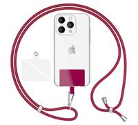 NALIA Cordon Téléphone Universel pour Smartphones, Bordeaux, Argent Métal | Sécurité & Contenu, Une Sangle. Tout Accès, Liberté Des Mains, HOLDME AIR