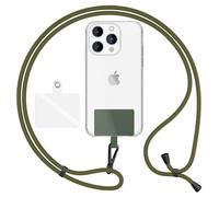 NALIA Cordon Téléphone Universel pour Smartphones, Olive Vert, Noir Métal | Sécurité & Contenu, Une Sangle. Tout Accès, Liberté Des Mains, HOLDME AIR