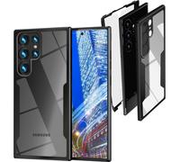 NALIA Couverture hybride claire à 360 degrés pour Samsung Galaxy S24 Ultra Coque, dos dur résistant aux rayures & cadre antichute noir