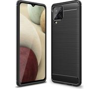 NALIA Design Housse de téléphone portable pour Samsung Galaxy A12, Carbon Look Case Cover Bumper