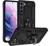 NALIA Étui à anneaux de style militaire pour Samsung Galaxy S22 Plus, Protection extrême Résistance aux chocs Robuste, Anneau à 360° pour poser le téléphone Noir