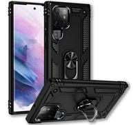 NALIA Étui à anneaux de style militaire pour Samsung Galaxy S22 Ultra, protection extrême antichoc, anneau à 360° pour poser le téléphone Noir