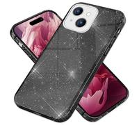 NALIA Étui à Paillettes Robuste Compatible avec iPhone 15 Coque, Bling Diamant Couverture Brillant Scintillant, Housse de Protection Hybride Silicone Renforcé, Strass Glitter Cover, Couleur:Noir