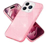 NALIA Étui à Paillettes Robuste Compatible avec iPhone 15 Pro Max Coque, Bling Diamant Couverture Brillant Scintillant, Housse de Protection Hybride Silicone Renforcé, Glitter Case, Couleur:Rose