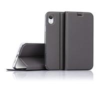NALIA Etui à Rabat Compatible avec Apple iPhone XR, Fine Coque Flip Case Telephone Portable Housse Protection PU Cuir, Mince Magnetique 360 Degres Livre Pochette Cover Couverture, Couleur:Noir