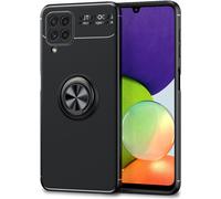 NALIA Étui anneau noir mat pour Samsung Galaxy A22, anneau 360° pour fonction de support Noir