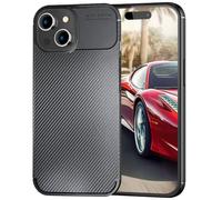 NALIA Étui Aspect Carbone Compatible avec iPhone 15 Coque, Housse en Silicone Noir-Mat avec Structure en Fibre de Carbone, Anti-Rayures Anti-Traces de Doigts Anti-Dérapant, Mince Couverture Élégant