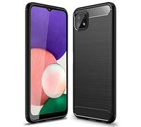 NALIA Étui Aspect Carbone Compatible avec Samsung Galaxy A22 5G Coque, Case en Silicone Noir Mat Texture Fibre de Carbone Anti-Empreintes Digitales Anti-Derapant Anti-Choc, Mince Housse de Protection