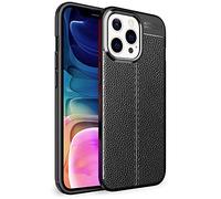 NALIA Étui Aspect Cuir Compatible avec iPhone 13 Pro Max Coque, Case en Silicone Noir Anti-Empreintes Digitales Anti-Derapant Resistant aux Rayures Anti-Choc, Mince Housse de Protection Souple Cover