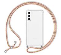 NALIA Étui avec Cordon Compatible avec Samsung Galaxy S22 Plus Coque, Transparent Hardcase & Tour de Cou Lanière, Translucide Anti-Choc Anti-Jaune, Cover Rigide & Silicone Bumper, Couleur:Arc en Ciel