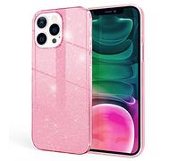 NALIA Étui Brillant Robuste Compatible avec iPhone 13 Pro Coque, Anti-Choc Scintillant Paillettes Housse de Protection Hybride Silicone Renforcé, Bling Couverture Glitter Protege, Couleur:Pink Rose