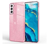 NALIA Étui Brillant Robuste Compatible avec Samsung Galaxy S22 Coque, Anti-Choc Scintillant Paillettes Housse de Protection Hybride Silicone Renforcé, Bling Couverture Glitter Case, Couleur:Pink Rose