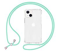 NALIA Étui Clair avec Cordon Compatible avec iPhone 13 Coque, Transparent Anti-Jaune Robuste Coins Renforcés, Housse Protection Rigide & Tour de Cou Lanière, Hardcase Protege Dure, Couleur:Vert Clair