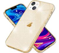 NALIA Étui Clair Brillant Compatible avec iPhone 13 Coque, Translucide Anti-Jaune Bling Paillettes de Diamant Incorporées, Housse de Protection Silicone Anti-Choc Protege Cover, Couleur:Gold Or
