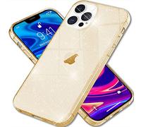 NALIA Étui Clair Brillant Compatible avec iPhone 13 Pro Coque, Translucide Anti-Jaune Bling Paillettes de Diamant Incorporées, Housse de Protection Silicone Anti-Choc Couverture, Couleur:Gold Or