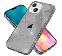 NALIA Étui Clair Brillant Compatible avec iPhone 14 Coque, Translucide Anti-Jaune Bling Paillettes de Diamant Incorporées, Housse de Protection Silicone Anti-Choc Protege Cover, Couleur:Noir