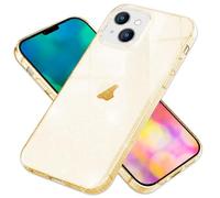 NALIA Étui Clair Brillant Compatible avec iPhone 14 Coque, Translucide Anti-Jaune Bling Paillettes de Diamant Incorporées, Housse de Protection Silicone Anti-Choc Protege Cover, Couleur:Gold Or