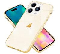NALIA Étui Clair Brillant Compatible avec iPhone 14 Pro Max Coque, Translucide Anti-Jaune Bling Paillettes de Diamant Incorporées, Housse de Protection Silicone Anti-Choc Cover, Couleur:Gold Or