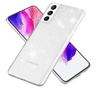NALIA Étui Clair Brillant Compatible avec Samsung Galaxy S21 FE Coque, Translucide Anti-Jaune Bling Paillettes Diamant Incorporées, Housse Protection Silicone Anti-Choc Protege, Couleur:Transparent