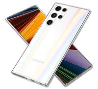 NALIA Étui Clair en Verre Trempé Compatible avec Samsung Galaxy S22 Ultra Coque, Effet Arc-en-Ciel Transparent Anti-Jaune Résistant aux Rayures Tempered Glass & Silicone Bumper, Case Holographique