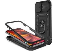 NALIA Étui en forme d'anneau de style militaire pour iPhone 13, protection extrême avec cadre d'écran et cache de caméra Noir