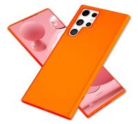 NALIA Étui en Silicone Néon Compatible avec Samsung Galaxy S22 Ultra Coque, Couleur Intense Anti-Derapante Doux Velouté, Mince Housse de Protection Coloré Anti-Choc Case Cover Soft, Couleur:Orange