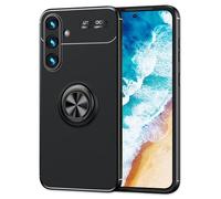 NALIA Étui Fonctionel avec Anneau Compatible avec Samsung Galaxy S24 Plus Coque, Housse en Silicone Noir Mat Anti-Dérapant, avec Bague Pivotant à 360-Degrés, Porte-Doigts & Supports, Couleur:Noir