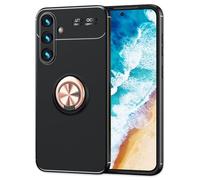 NALIA Étui Fonctionel avec Anneau Compatible avec Samsung Galaxy S24 Plus Coque, Housse en Silicone Noir Mat Anti-Dérapant, avec Bague Pivotant à 360-Degrés, Porte-Doigts & Supports, Couleur:Rose Or