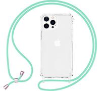 NALIA Etui hybride transparent avec chaîne pour iPhone 13 Pro Max, Transparent Anti-Jaune Robuste Coins Renforcés Hardcase & Cadre en Silicone, Protection antichoc & Cordon pour téléphone portable Ver