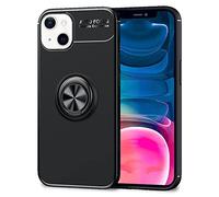 NALIA Étui Noir Mat avec Bague Compatible avec iPhone 13 Mini Coque, 360-Degrés Anneau Rotatif pour Fonction Support, Anti-Derapant Anti-Choc Housse de Protection en Silicone, Couleur:Noir