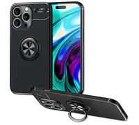 NALIA Étui Noir Mat avec Bague Compatible avec iPhone 14 Pro Coque, 360-Degrés Anneau Rotatif pour Fonction Support, Anti-Derapant Anti-Choc Housse de Protection en Silicone, Couleur:Noir
