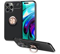 NALIA Étui Noir Mat avec Bague Compatible avec iPhone 14 Pro Max Coque, 360-Degrés Anneau Rotatif pour Fonction Support, Anti-Derapant Anti-Choc Housse de Protection en Silicone, Couleur:Rose Gold Or