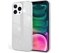 NALIA Étui robuste à paillettes pour iPhone 13 Pro, Étui de protection hybride brillant résistant aux chocs Étui en silicone renforcé Argent