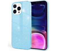 NALIA Étui robuste à paillettes pour iPhone 13 Pro Max, Étui de protection antichoc à paillettes renforcé en silicone bleu