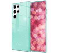 NALIA Étui Stable à Paillettes Compatible avec Samsung Galaxy S24 Ultra Coque, Housse de Protection Hybride Brillante avec Silicone Renforcé, Cover Anti-Choc Glamour Scintillant, Couleur:Vert Menthe