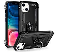 NALIA Étui Style Militaire Compatible avec iPhone 13 Mini Coque, Anneau 360° Rotatif, Extrêmement Protecteur Anti-Choc Robuste, Housse de Protection Rigide Hardcase & Cover Silicone, Couleur:Noir