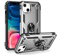 NALIA Étui Style Militaire Compatible avec iPhone 13 Mini Coque, Anneau 360° Rotatif, Extrêmement Protecteur Anti-Choc Robuste, Housse de Protection Rigide Hardcase & Cover Silicone, Couleur:Argent