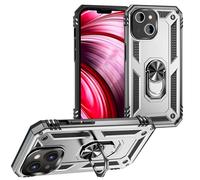 NALIA Étui Style Militaire Compatible avec iPhone 14 Plus Coque, Anneau 360° Rotatif, Extrêmement Protecteur Anti-Choc Robuste, Housse de Protection Rigide Hardcase & Cover Silicone, Couleur:Argent