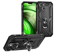 NALIA Étui Style Militaire Compatible avec iPhone 14 Plus Coque, Anneau 360° Rotatif, Extrêmement Protecteur Anti-Choc Robuste, Housse de Protection Rigide Hardcase & Cover Silicone, Couleur:Noir
