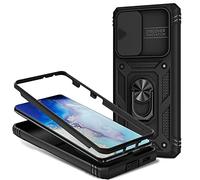 NALIA Étui Style Militaire Compatible avec Samsung Galaxy S21 Ultra Coque, Anneau 360° Rotatif, Protecteur Extrême avec Cadre d'Écran & Couvercle de Caméra, Housse de Protection Rigide, Couleur:Noir