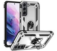 NALIA Étui Style Militaire Compatible avec Samsung Galaxy S22 Plus Coque, Anneau 360° Rotatif, Extrêmement Protecteur Anti-Choc Robuste, Housse Protection Rigide Hardcase & Silicone, Couleur:Argent